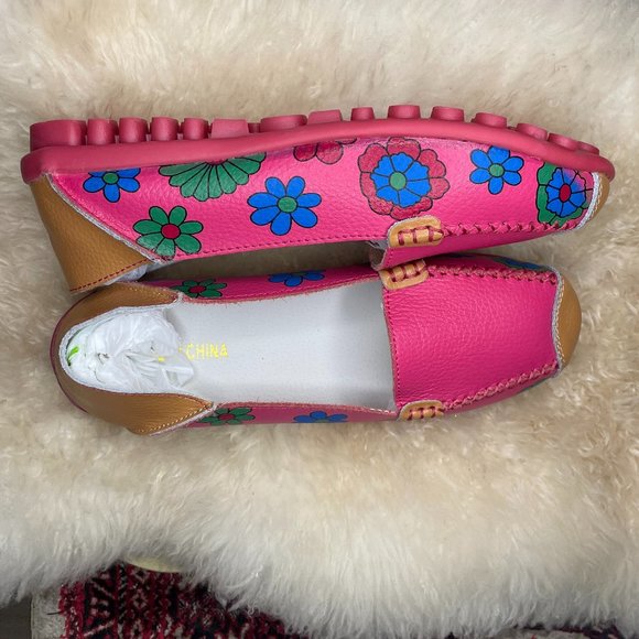 Shoes - Pink Leather Floral Shoe